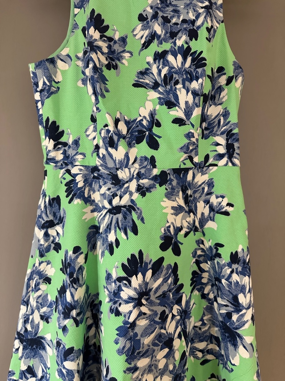 J.Crew Photo Floral Dress Green Blue Sleeveless Fit & Flare A-Line - Picture 5 of 10